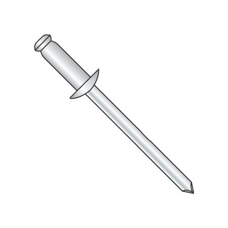 Newport Fasteners Blind Rivet, Dome Head, 1/8 in Dia., 0.525 in L, Stainless Steel Body, 10000 PK 999397